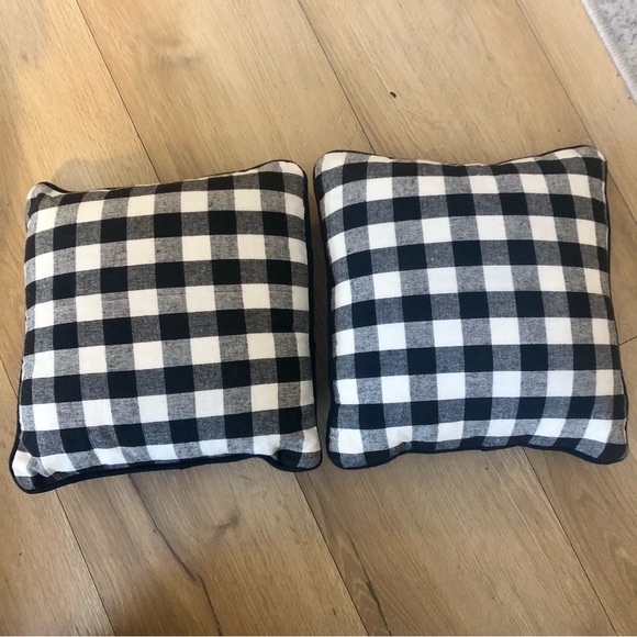 2 Primitives by Kathy black and white plaid 10” accent pillows - Picture 2 of 5